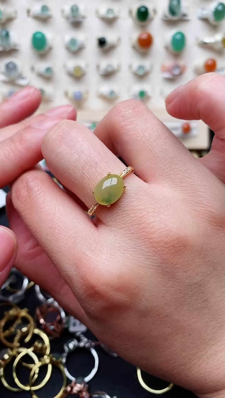 【闪购商品】翡翠戒指银S925镶嵌天然翡翠333  1+