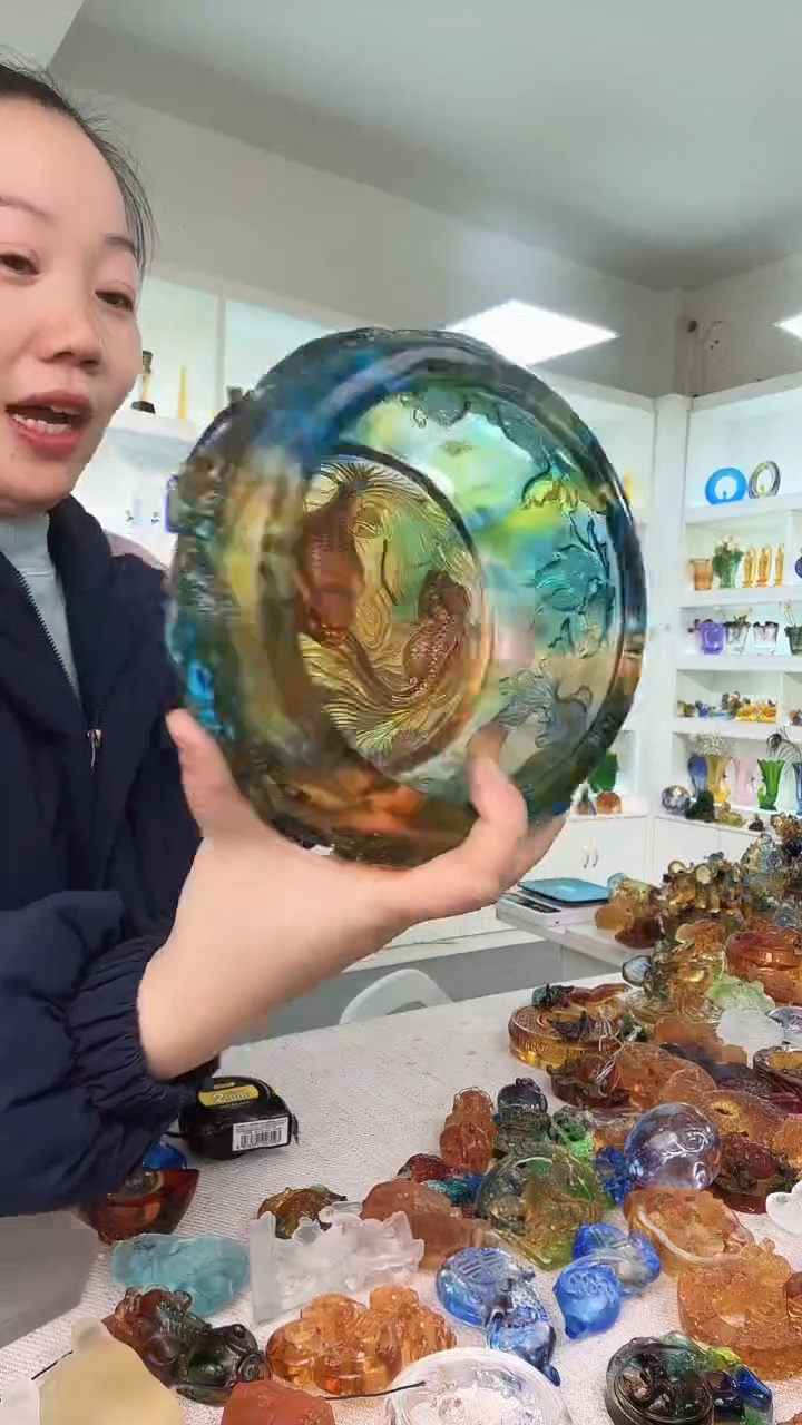 手工艺品琉璃聚宝盆20cm