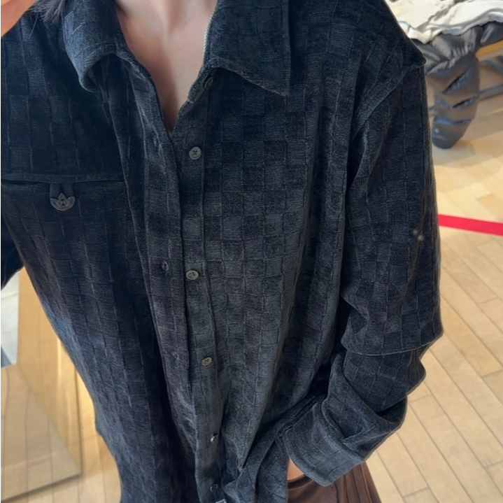 Adidas 新年款时尚气质秋冬男女同款衬衫 KU5615全