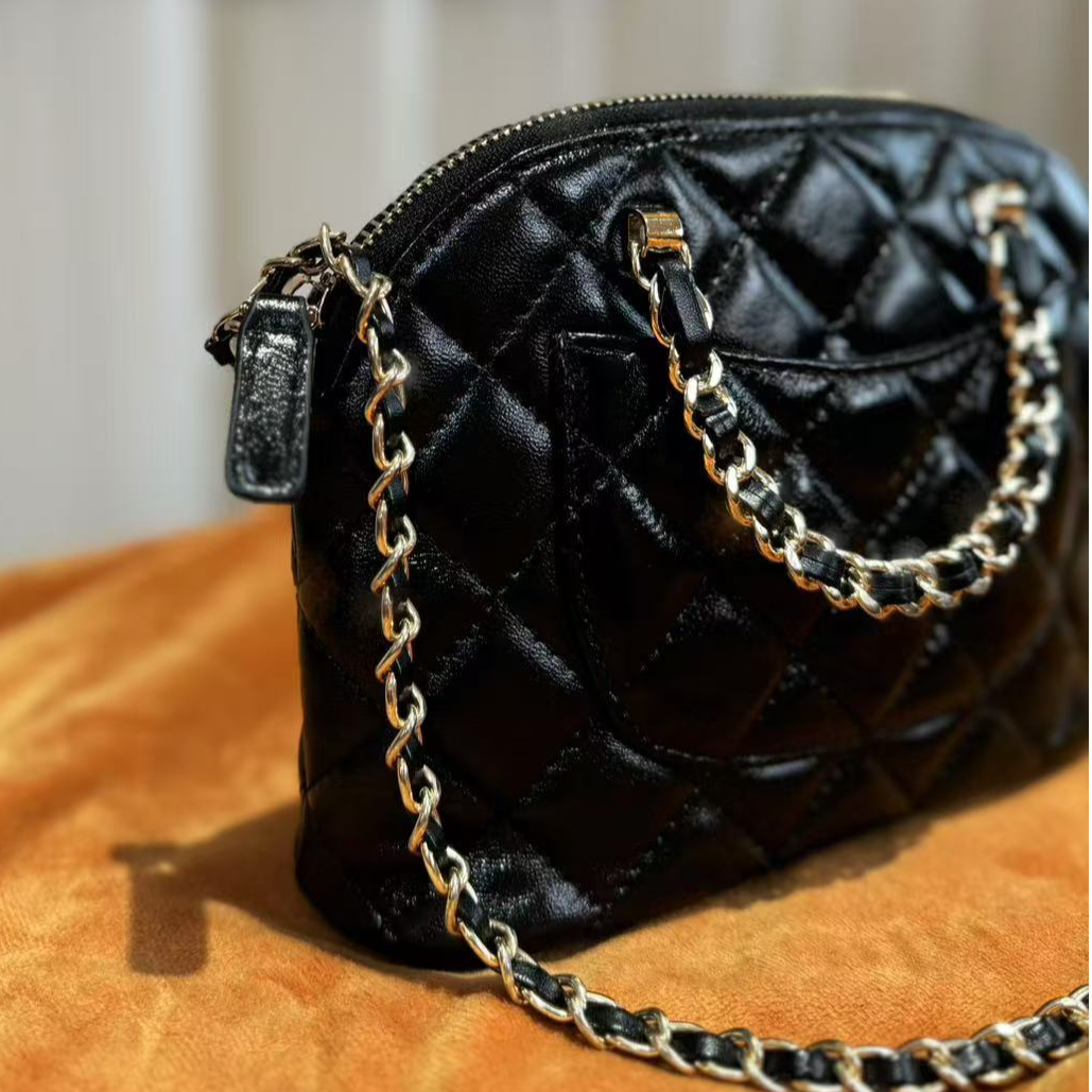 HIRMRIS手工真皮包550701-黑   菱格双手提24B