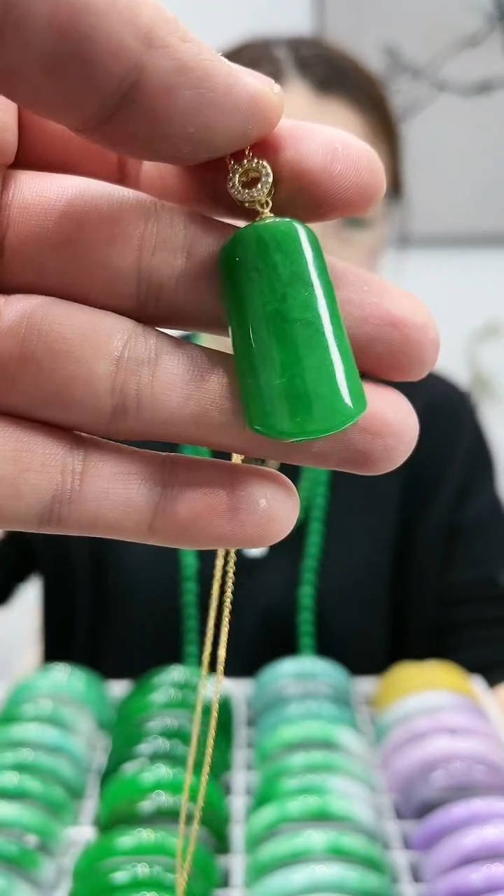 【闪购商品】砖雕s9 正阳绿无事牌吊坠