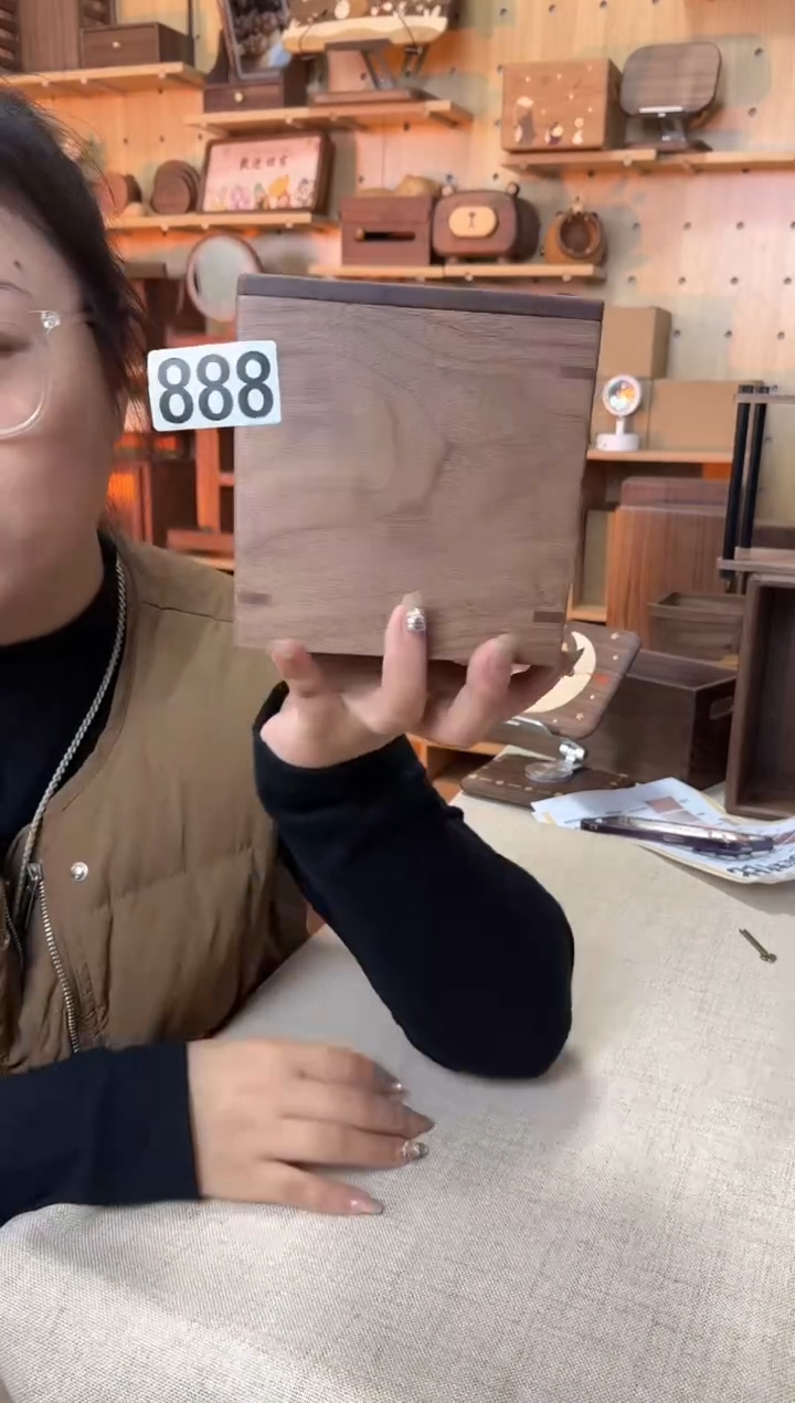 木888北美黑胡桃新款桌面垃圾桶