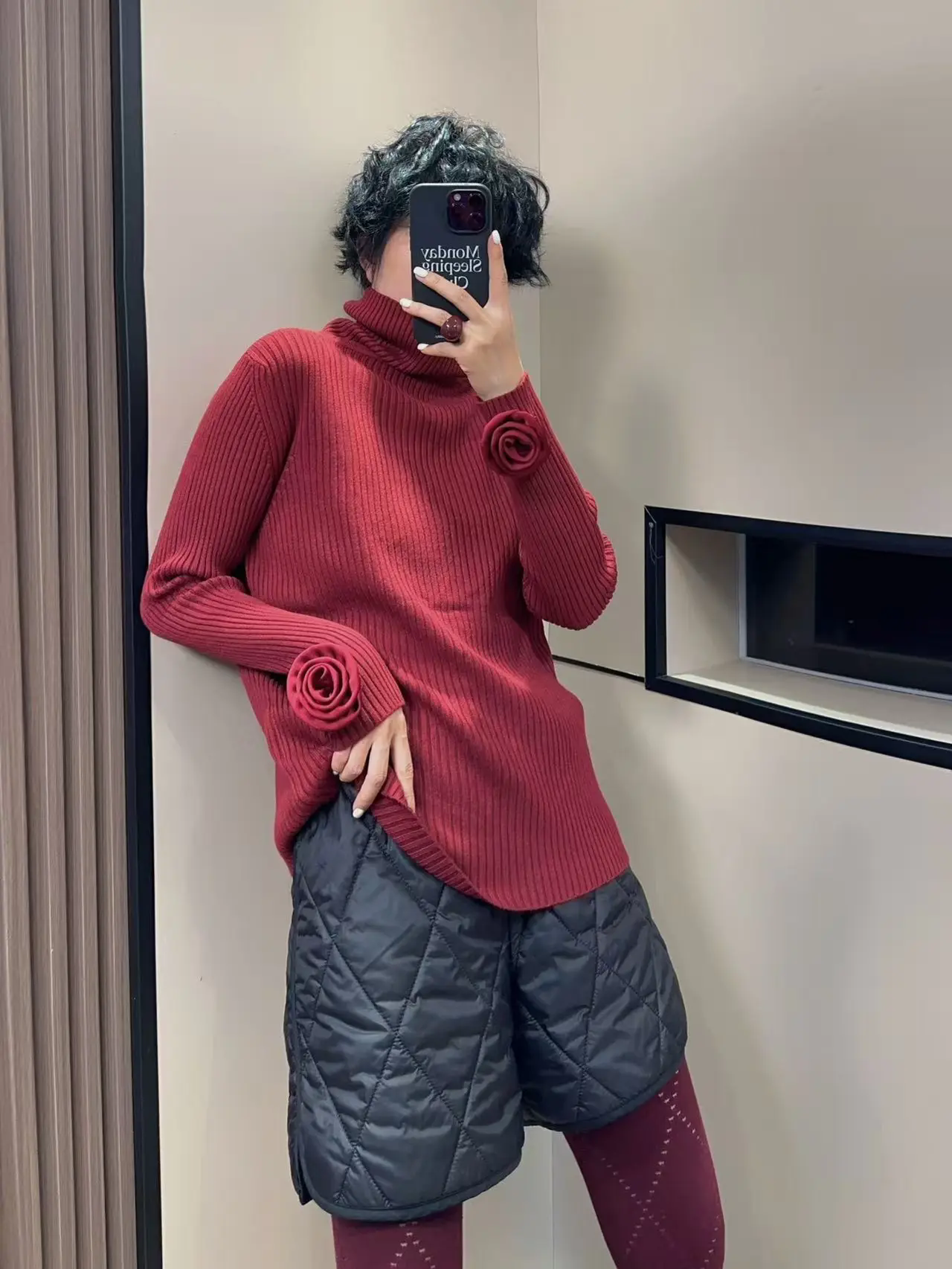 【立体繁花】原创花朵高领套头毛衣