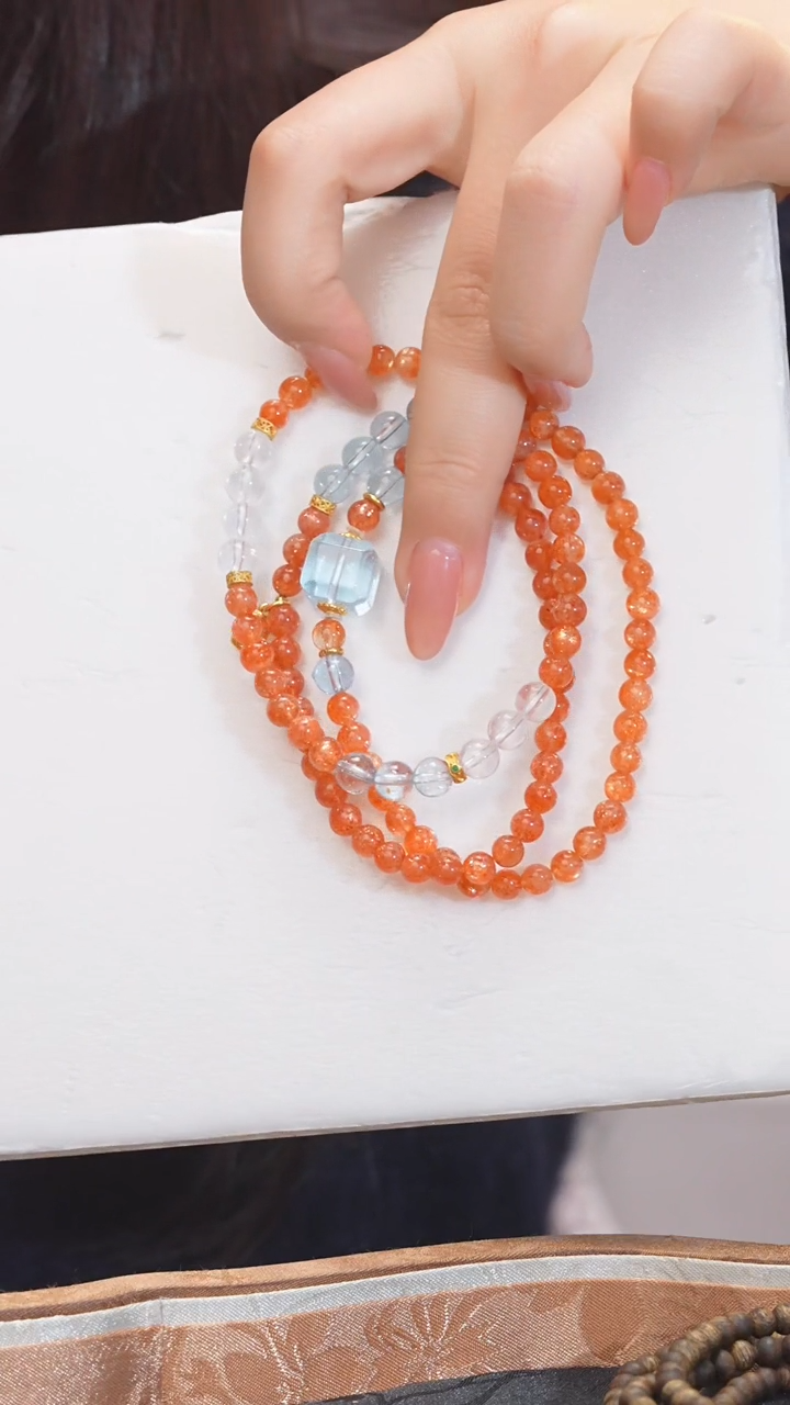 【闪购商品】长石手串未镶嵌多样性发 卡4@@N2682