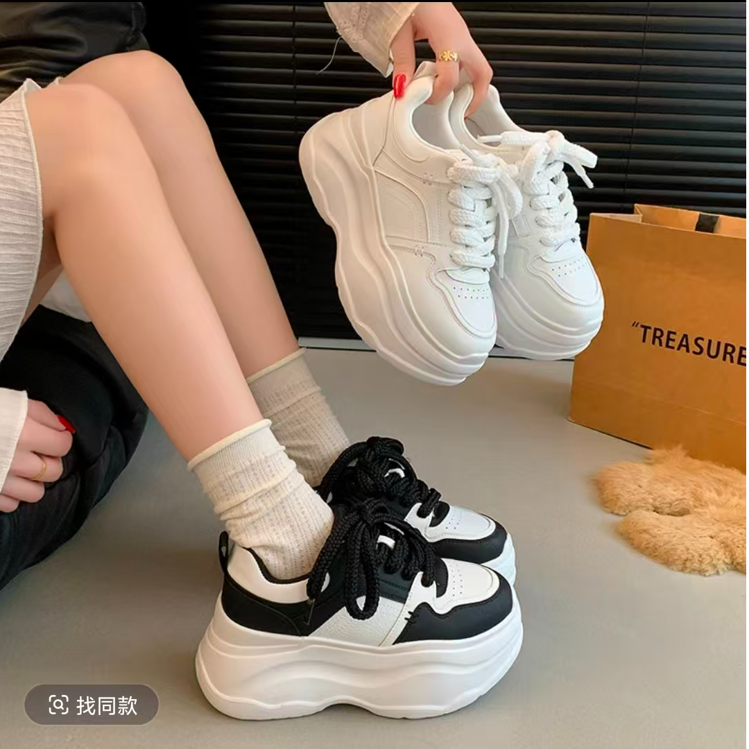 增高8厘米超轻时尚时尚休闲鞋加绒小白鞋女【偶有微瑕介意勿拍】