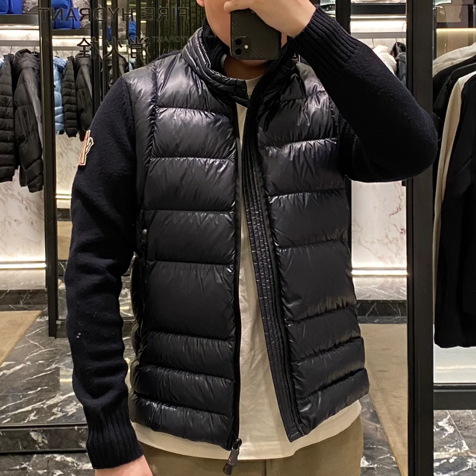 未使用 MONCLER 未使用MONCLER蒙口 立领拉链羊毛开衫拼接羽绒外