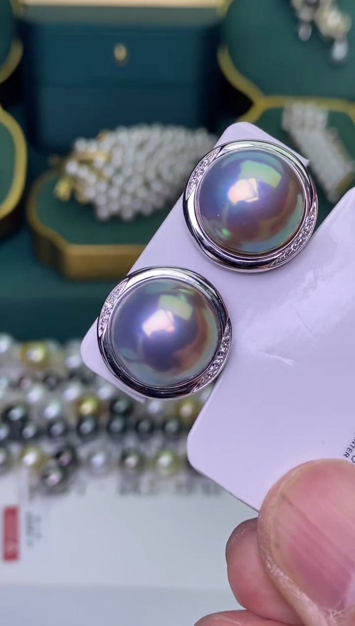 【闪购商品】拼合珍珠（马贝珠）颈饰18K金镶嵌14-15