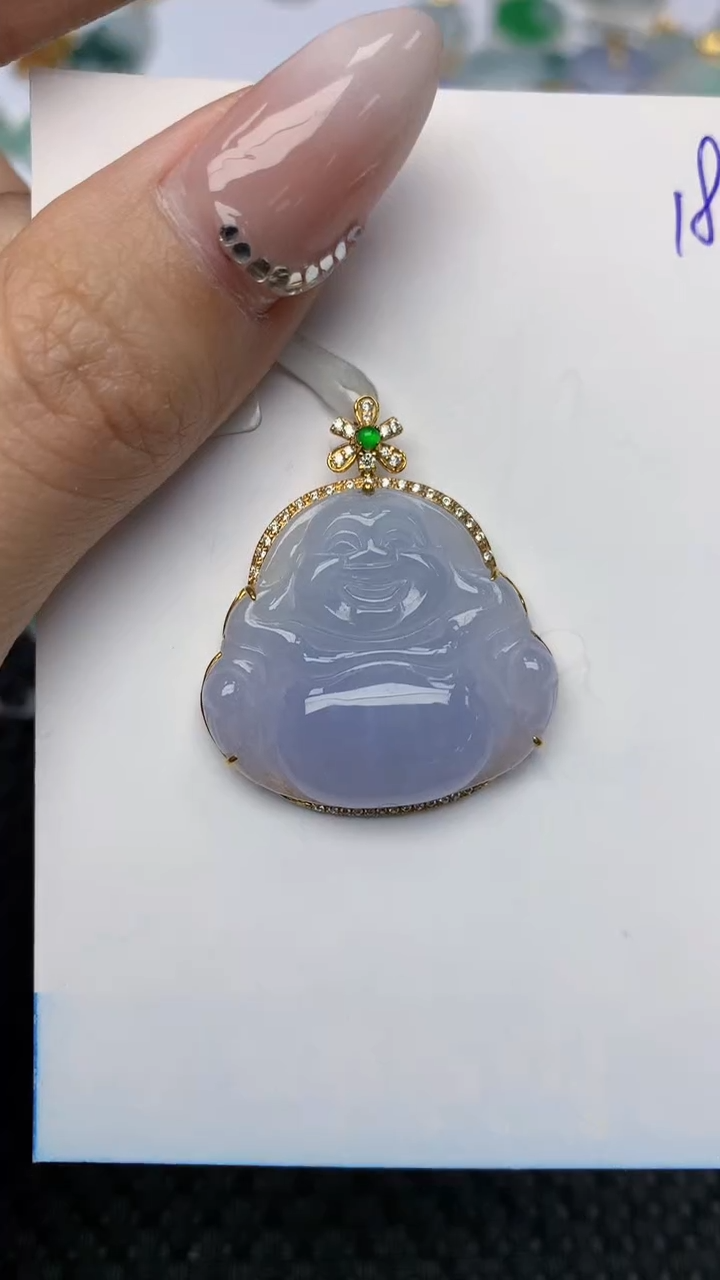 【闪购商品】翡翠颈饰18K金镶嵌 天然翡翠A货，