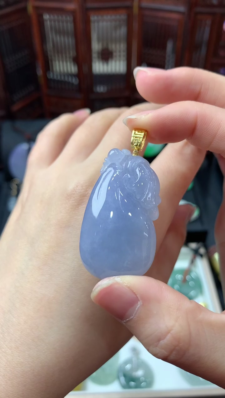 【闪购商品】翡翠吊坠(不含链)18K金镶嵌挂件