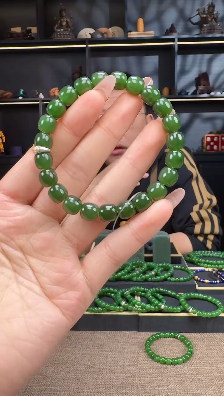 【闪购商品】和田玉1未镶嵌9mm碧玉老型手串