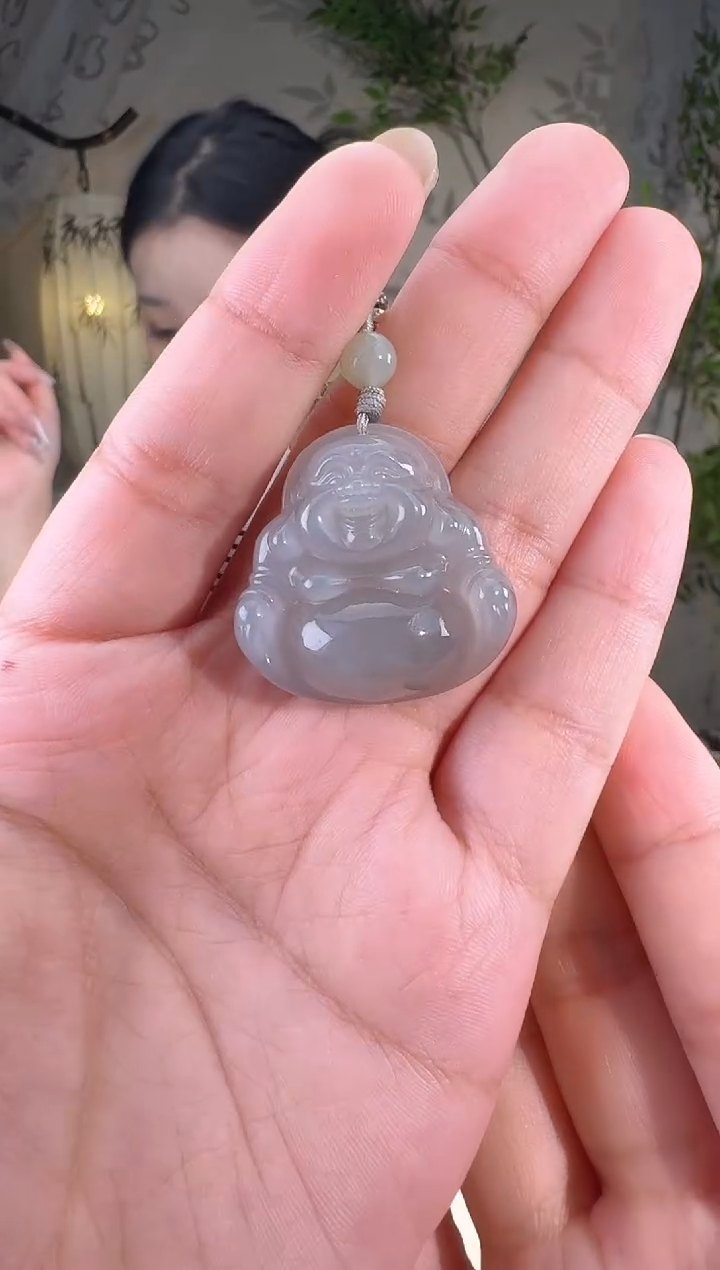 和田玉未镶嵌颈饰30烟紫佛公