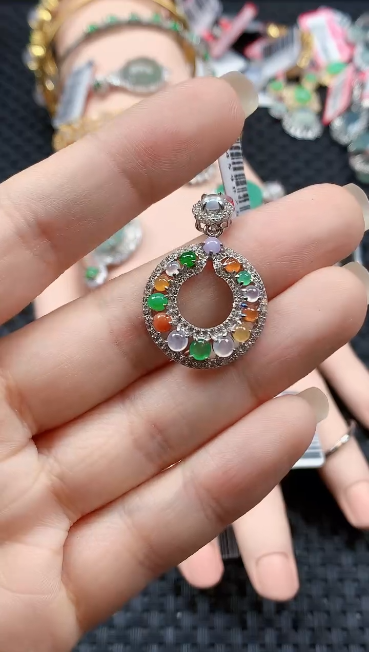 银S925镶嵌戒指翡翠天然A货缅甸翡翠