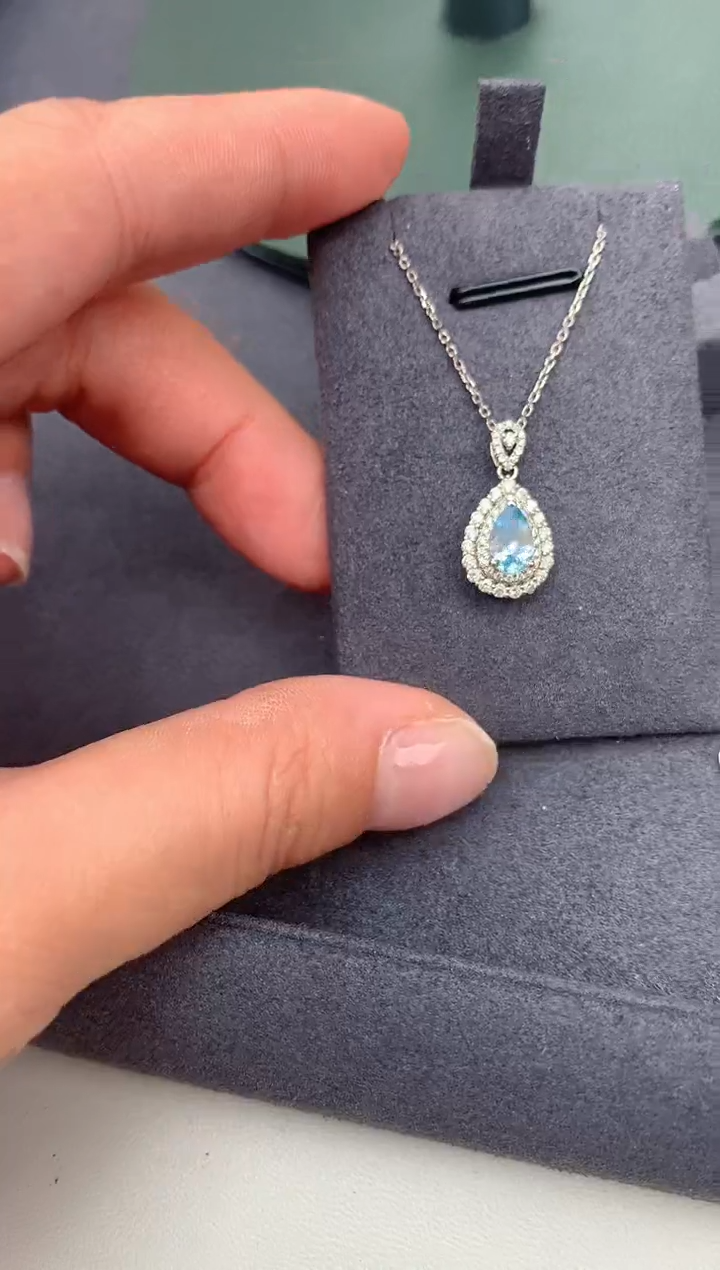 【闪购商品】海蓝宝石套链18K金镶嵌45分海蓝宝套链