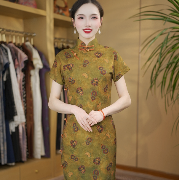 福禄 2026年新款全开襟日常气质显瘦文艺优雅复古长款旗袍