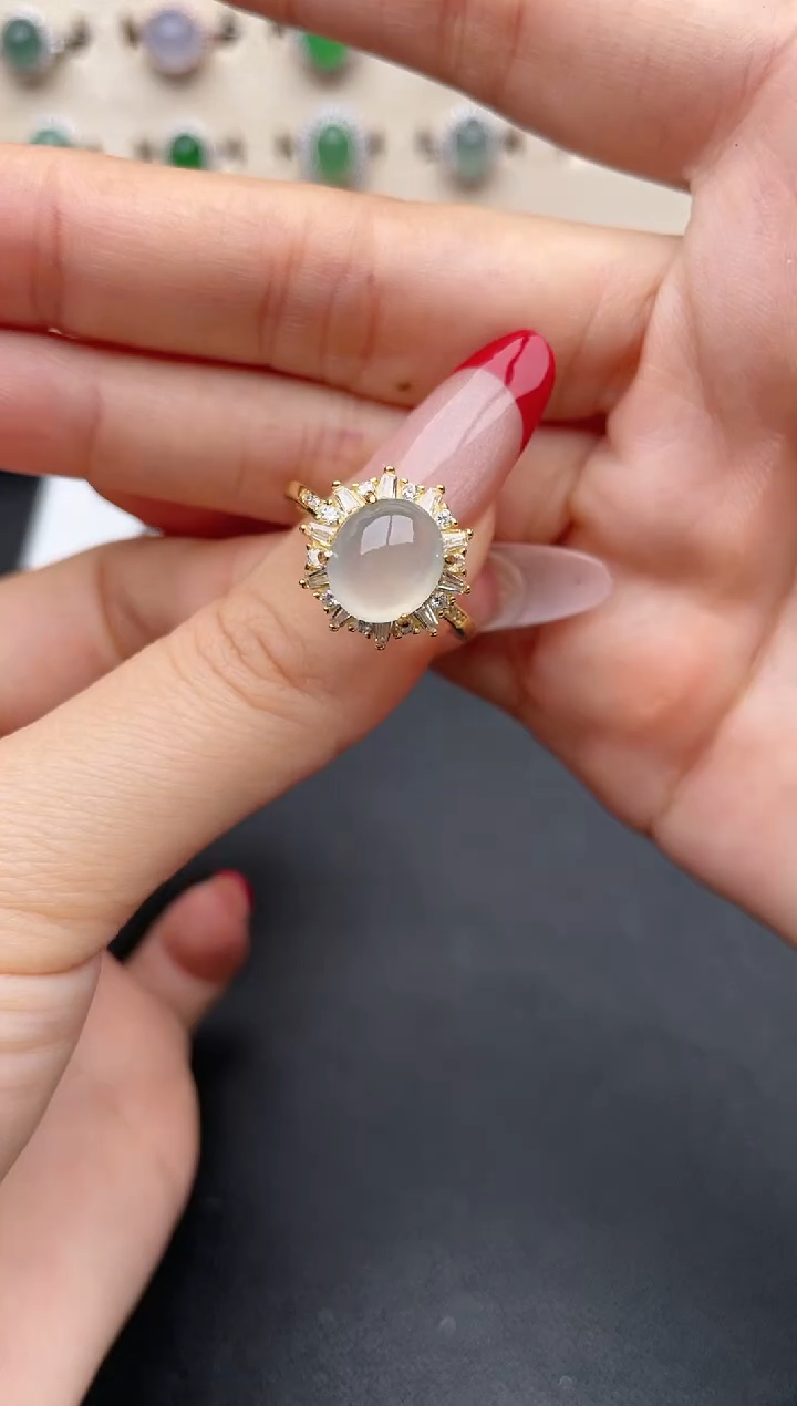 【闪购商品】翡翠戒指银S925镶嵌一物一证一礼盒