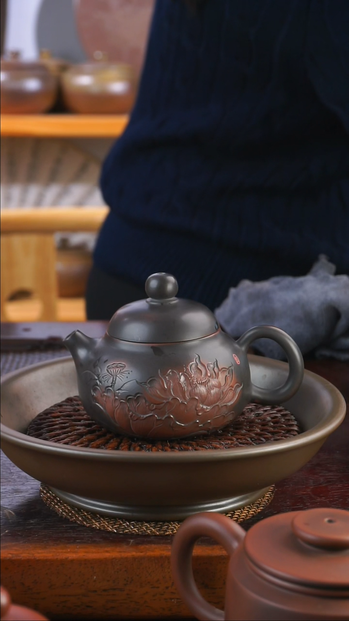 ?***一球孔浮雕文旦单壶无盒