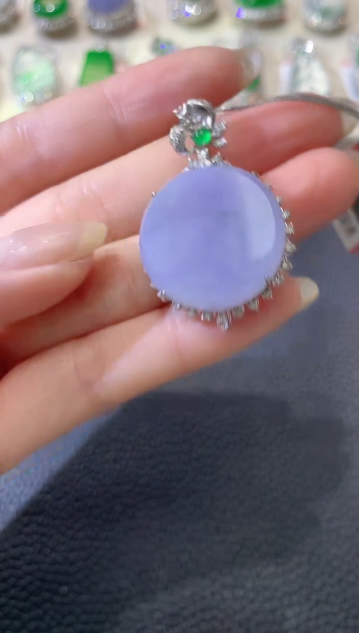 【闪购商品】翡翠吊坠(不含链)18K金镶嵌A72紫货有一定色差