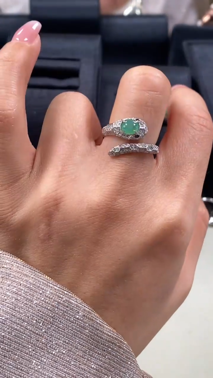 【闪购商品】翡翠戒指银S925镶嵌9153