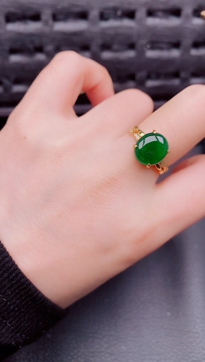 【闪购商品】翡翠戒指银S925镶嵌天然a货翡翠728