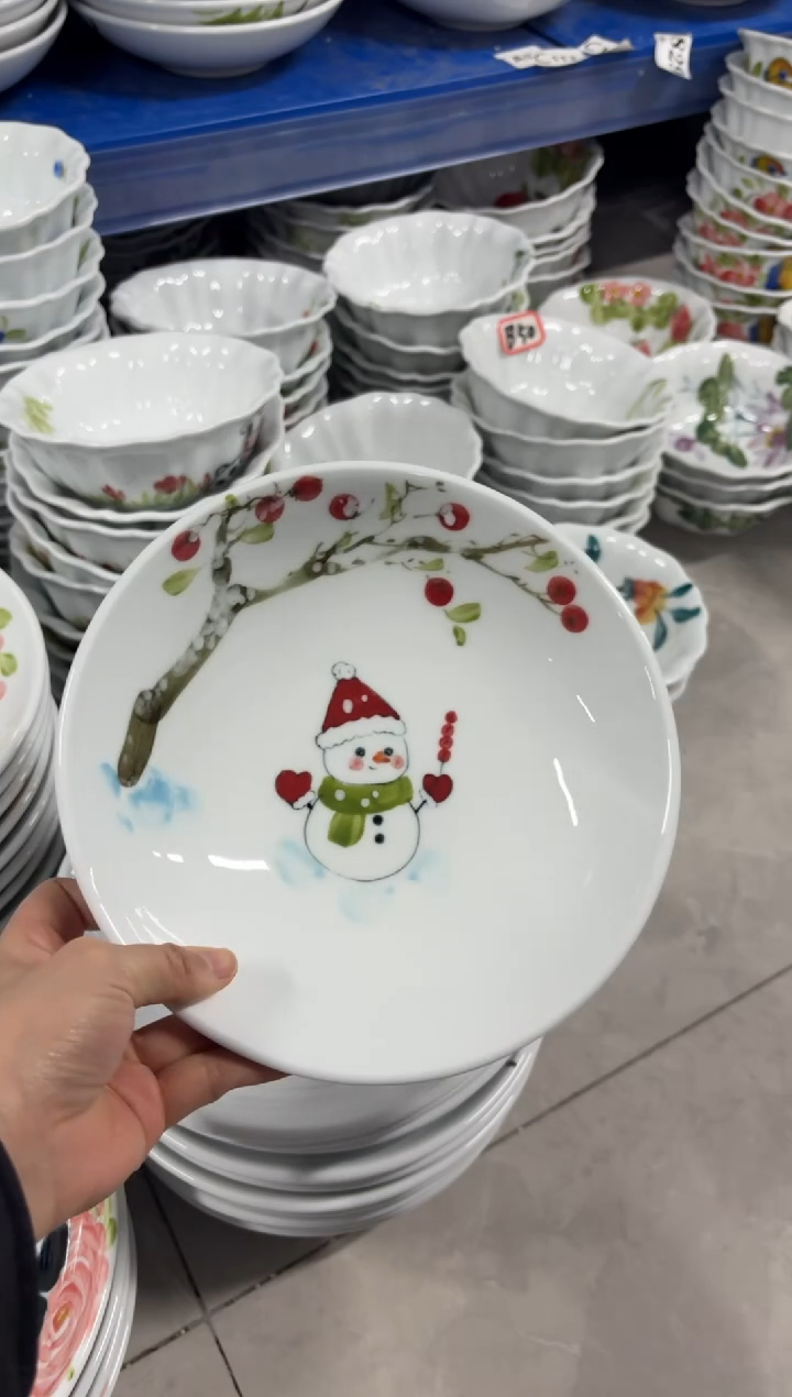 景德镇高温陶瓷食品级手绘釉中彩-圆深盘