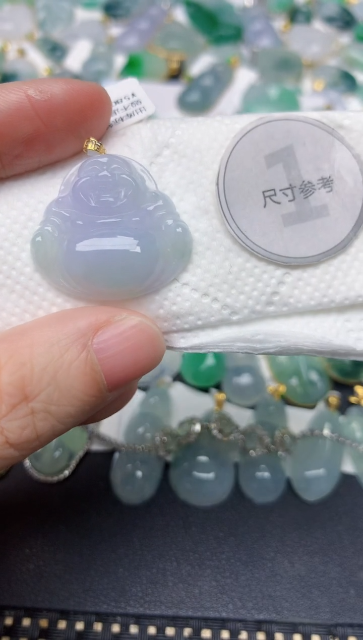 颈饰18K金镶嵌翡翠天然缅甸A货翡翠