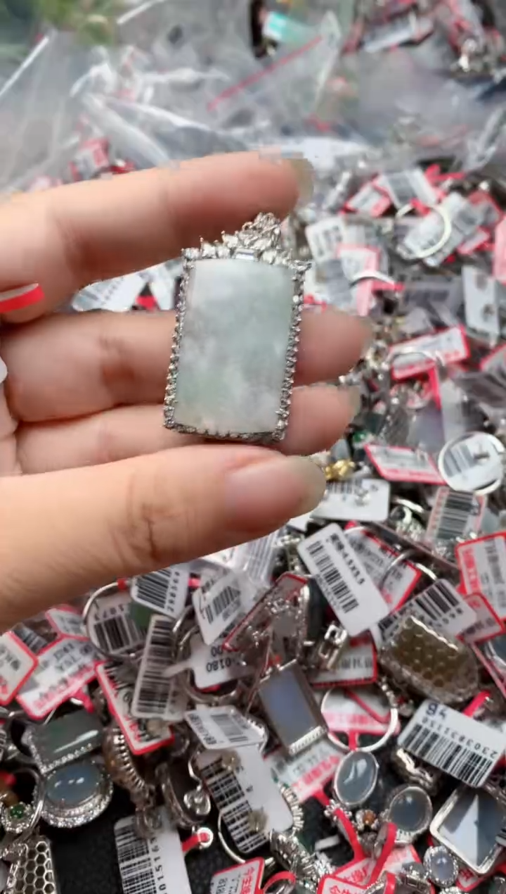 银S925镶嵌戒指翡翠天然A货缅甸翡翠