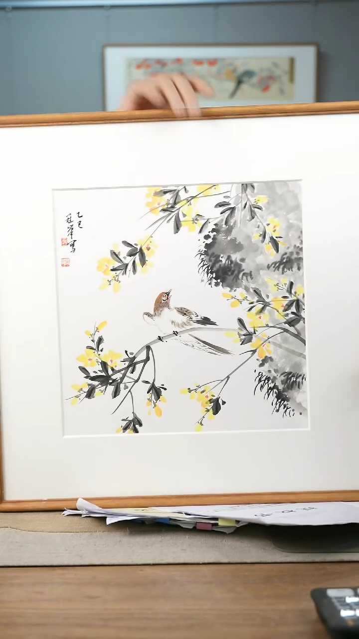 【闪购商品】书法美协副主-赵老师52*52带框花鸟作品