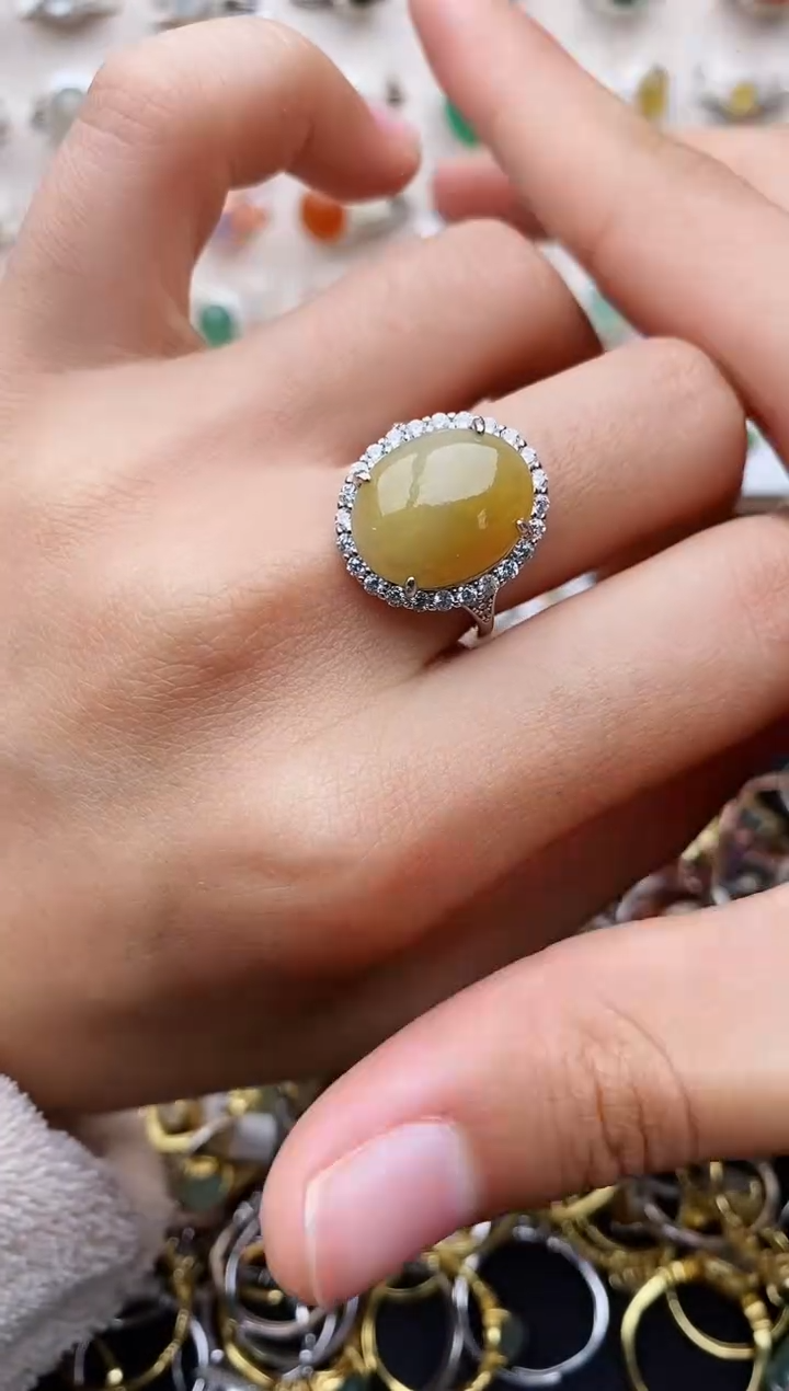 【闪购商品】翡翠戒指银S925镶嵌缅甸翡翠