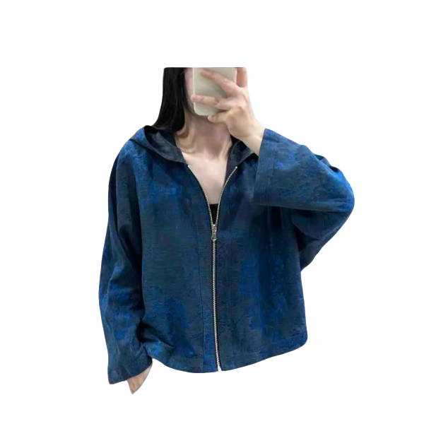 新中式 国风 桑蚕丝 羊糕毛 香云纱 双面穿连帽外套  W102