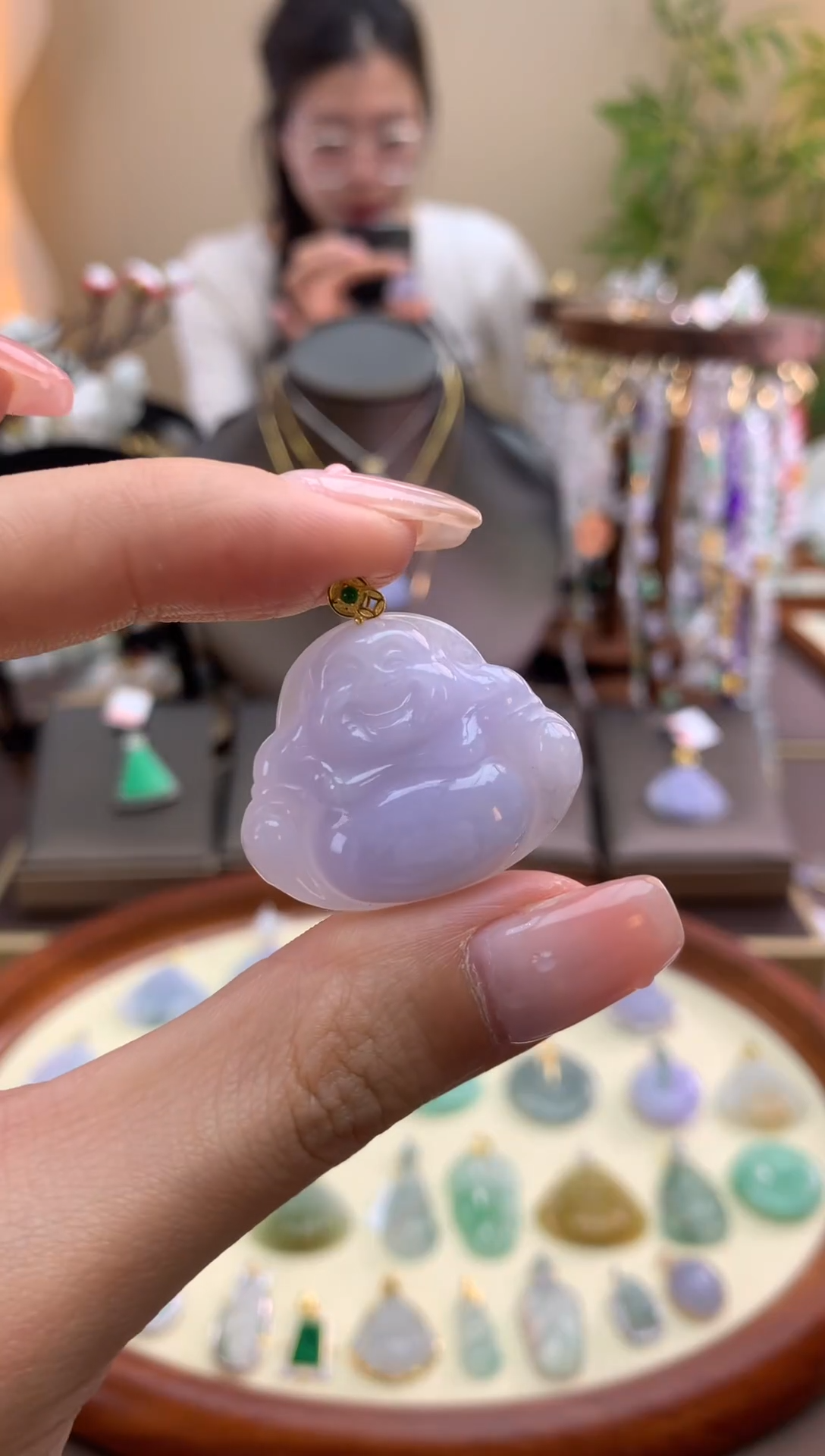 【闪购商品】翡翠颈饰18K金镶嵌佛公