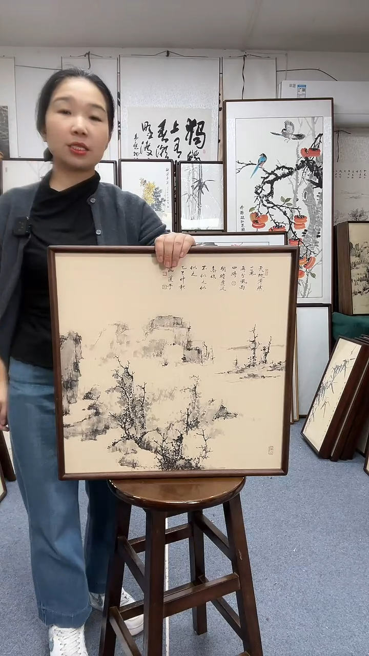 国画尺寸52*52实木画框京东包邮手绘 