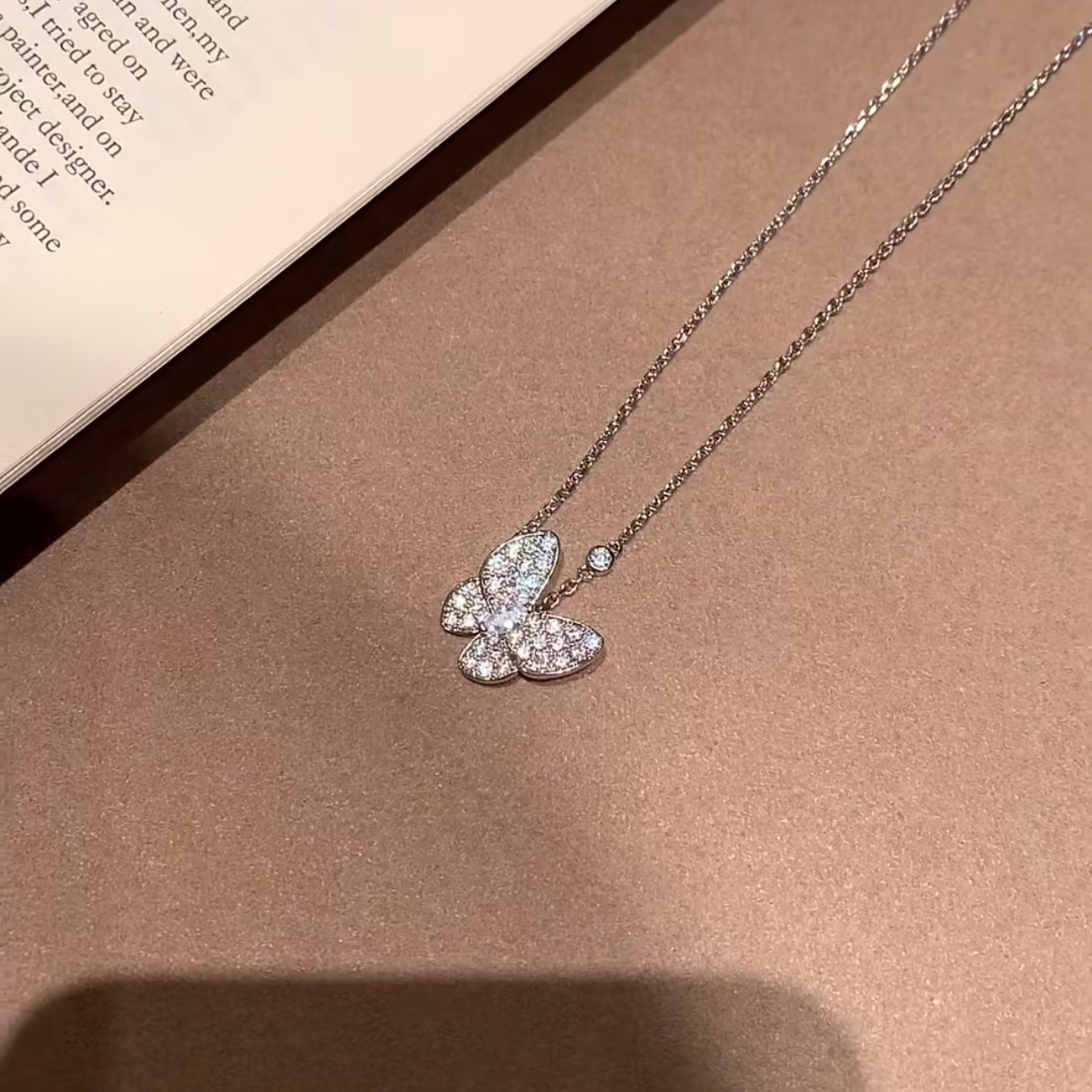 合金项链 满钻蝴蝶项链时尚百搭