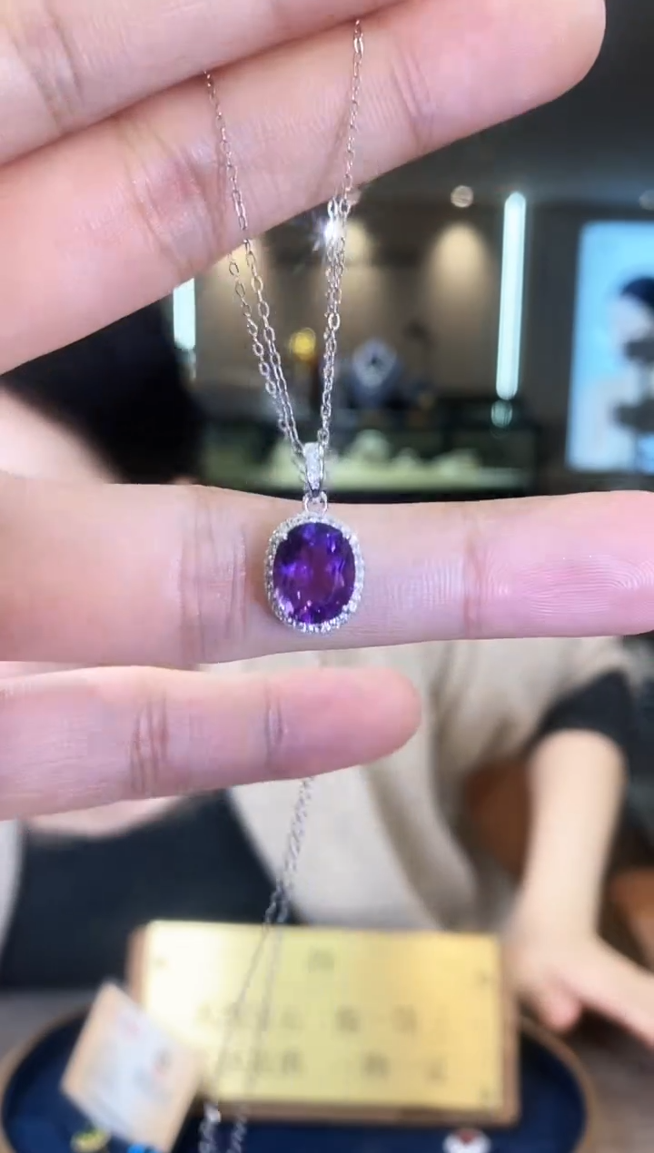 【闪购商品】水晶项链银S925镶嵌09天然宝石