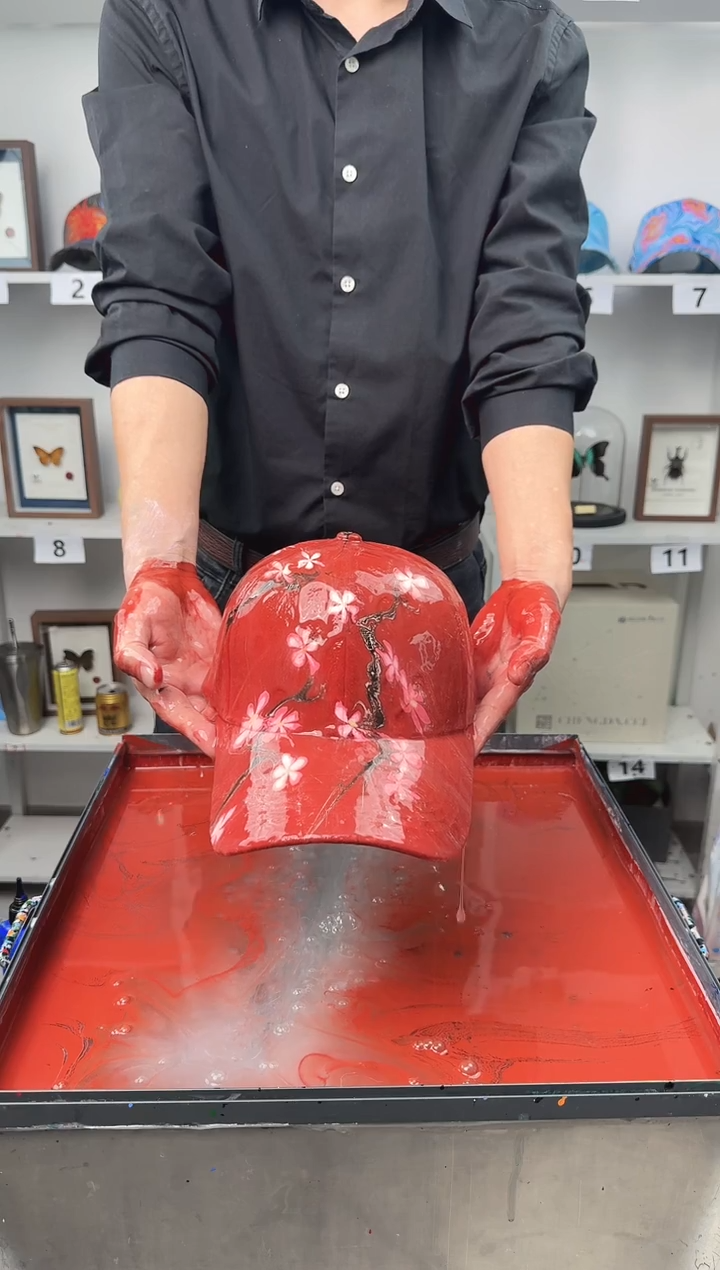 纯棉成人款国风杏花水拓帽