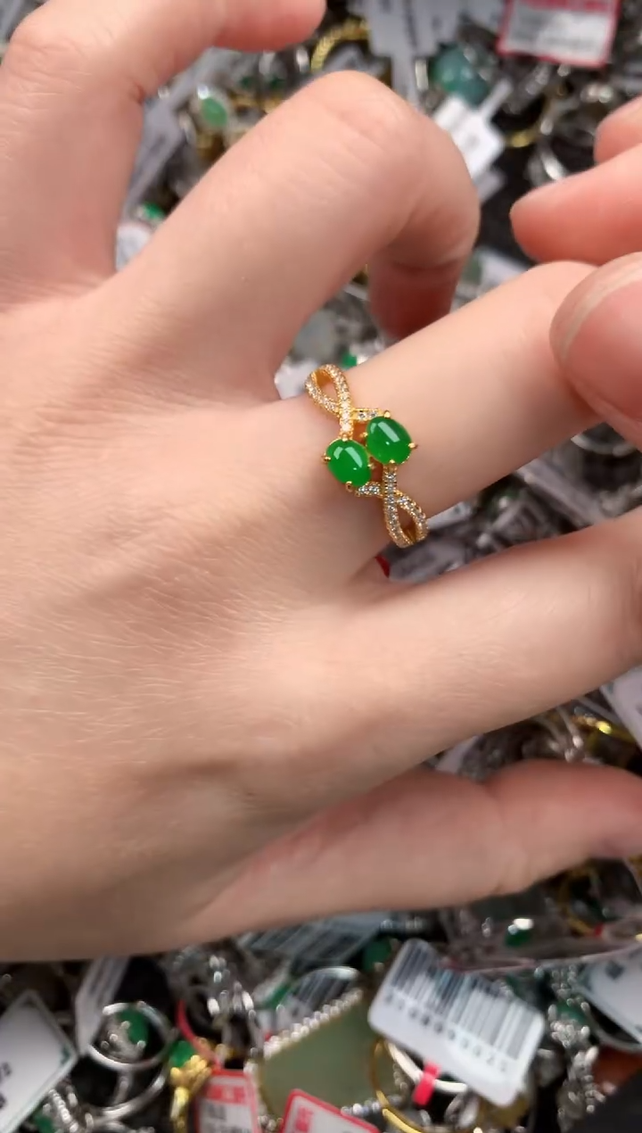 银S925镶嵌戒指翡翠333--10