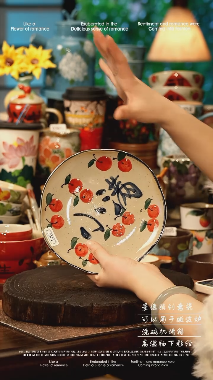 陶瓷景德镇高温釉下彩手工手绘款式@A1207@