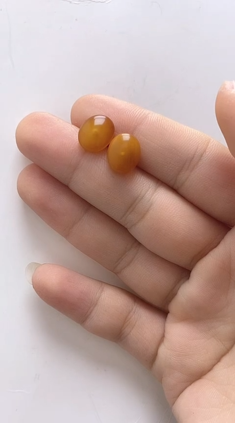 【闪购商品】琥珀裸石银S925镶嵌蜜蜡耳钉