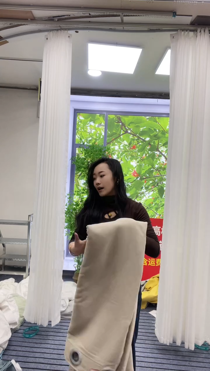 混纺棉麻号 孤品窗帘新布奶茶4米对开打孔高2.7一套