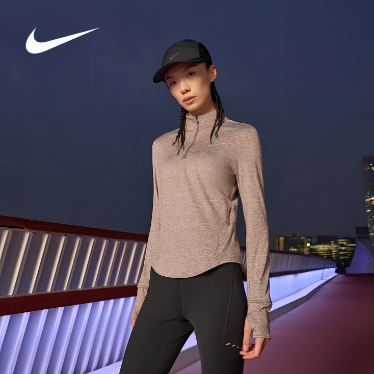 NIKE/耐克半拉链打底衫SWIFT DRI-FIT女防晒速干跑步春季新款上衣