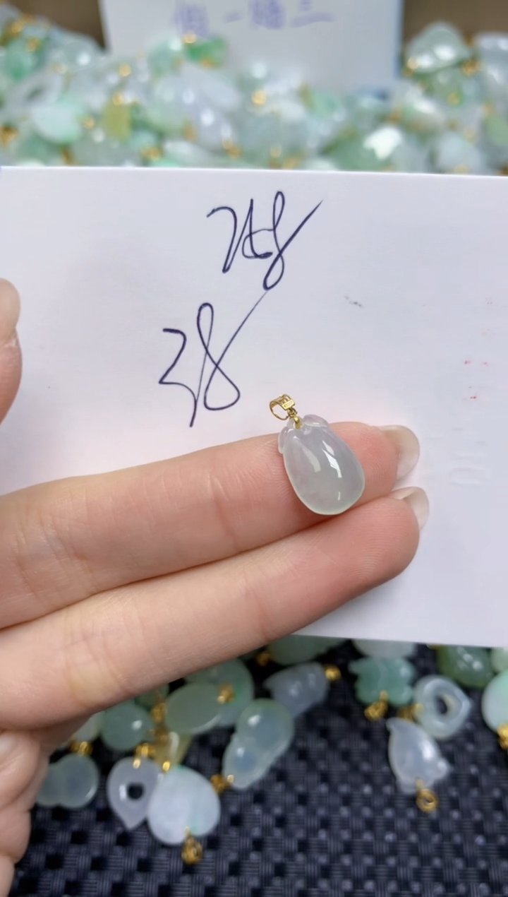 【闪购商品】翡翠颈饰18K金镶嵌天然缅甸A货翡翠