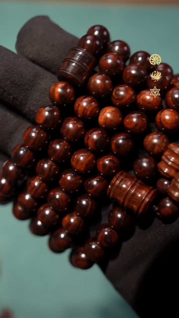 手串/手链黄花梨/降香黄檀?*?老料紫油梨满纹大黑线10mm佛珠