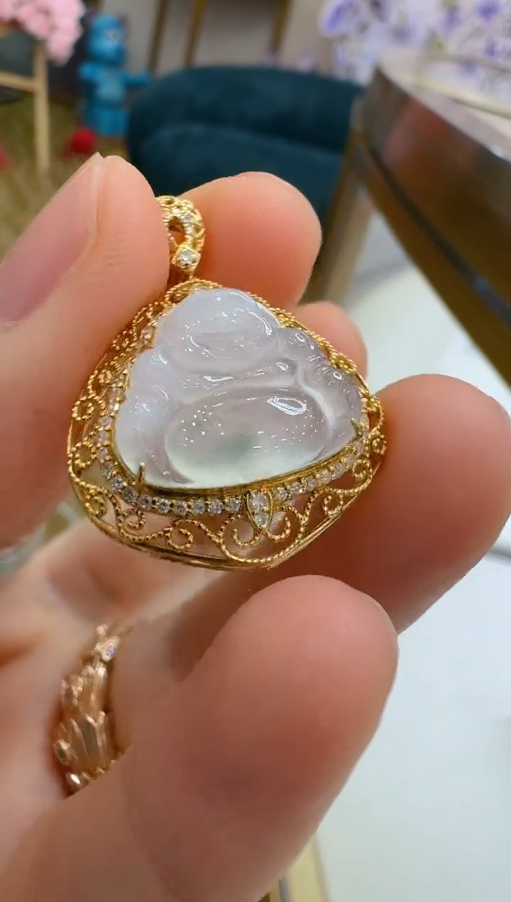 翡翠18K金镶嵌吊坠(不含链)多样性团购发一件