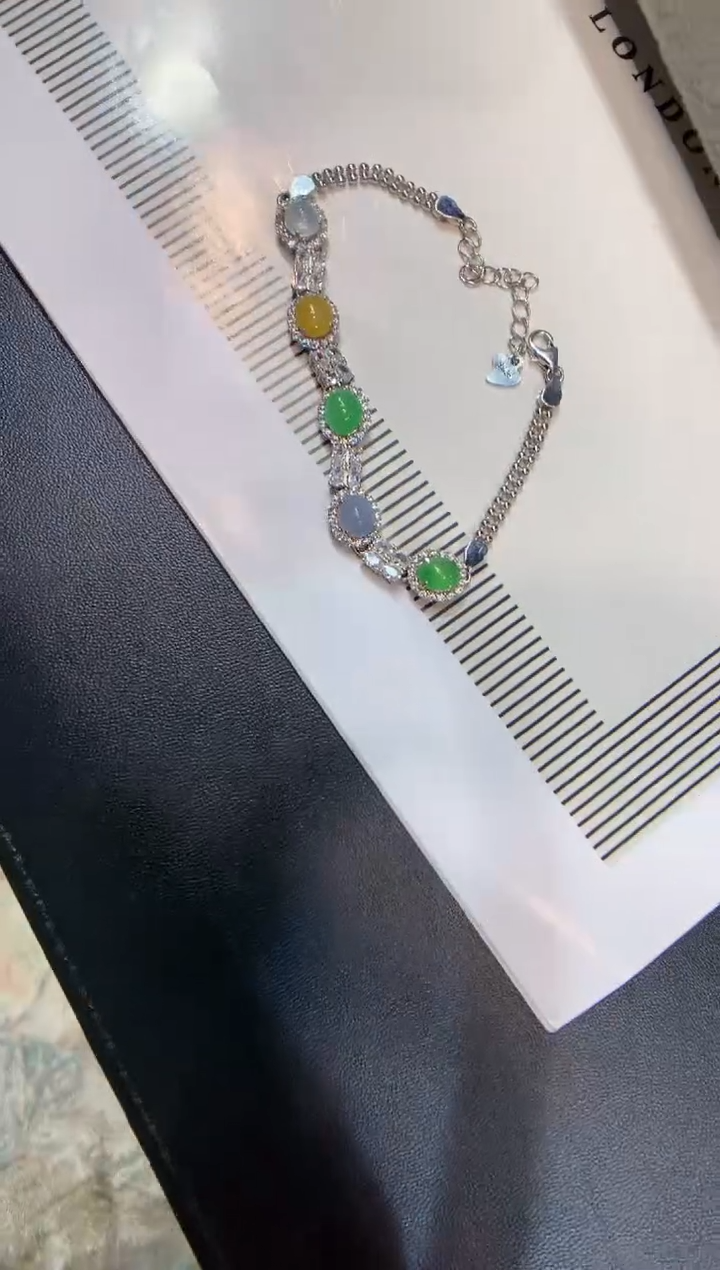 银S925镶嵌手链翡翠手链