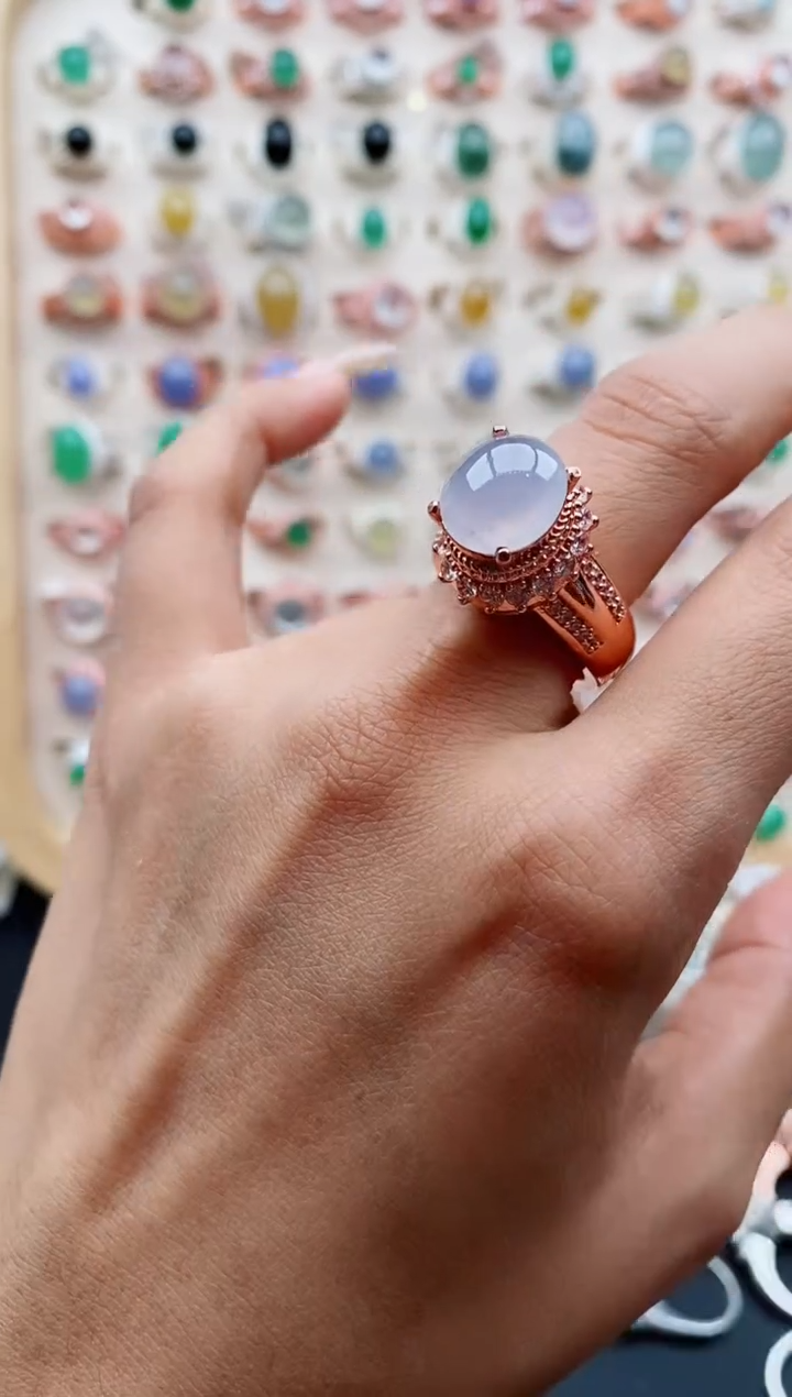 【闪购商品】翡翠戒指未镶嵌缅甸天然A货翡翠444  10+9