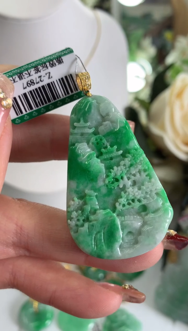 【闪购商品】翡翠吊坠(不含链)18K金镶嵌挂件