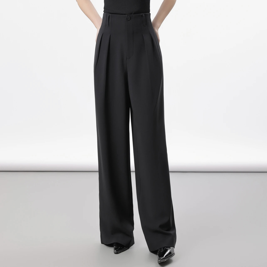 AMASS/阿玛施高腰黑色显瘦时尚百搭垂感春夏款垂感直筒裤5100550