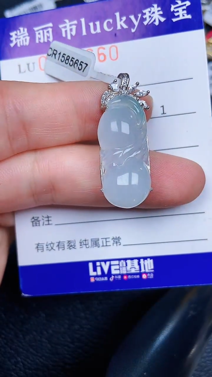 颈饰银S925镶嵌翡翠7660