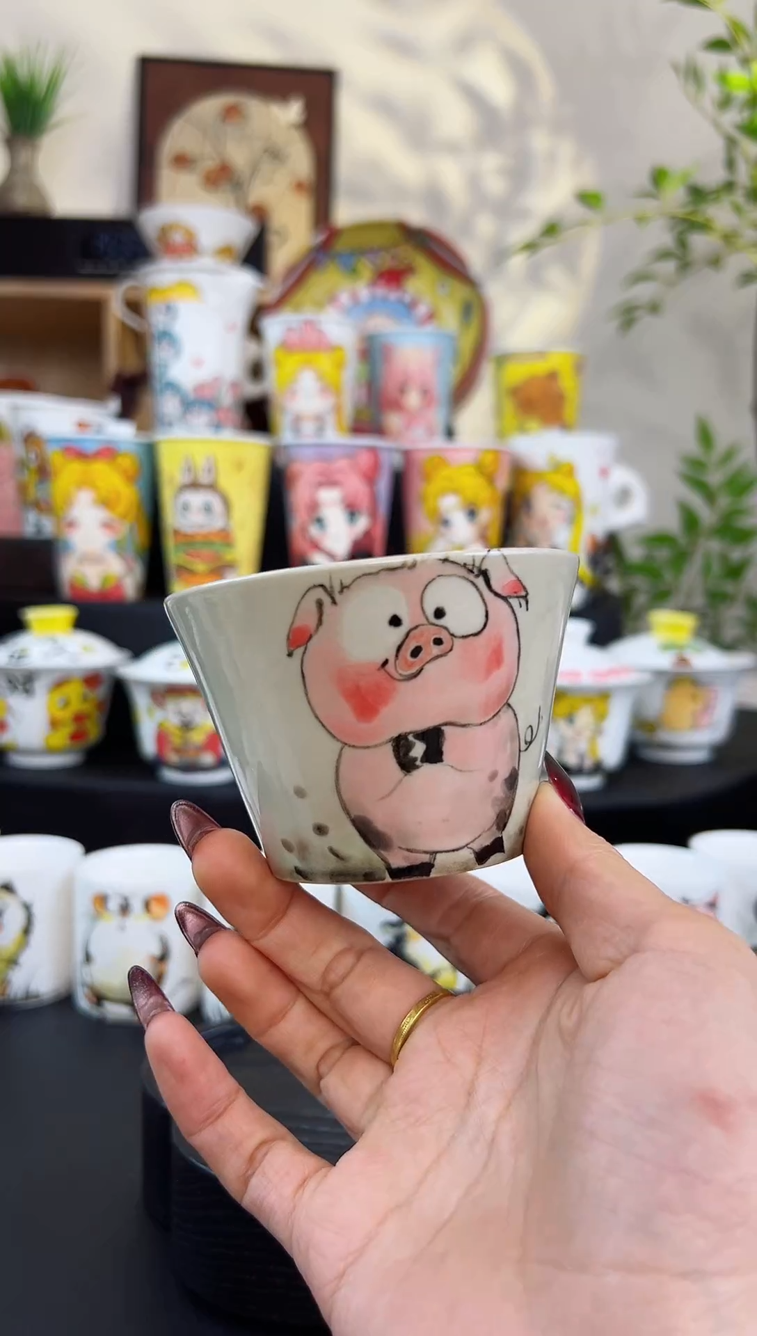 【闪购商品】摆件笙笙漫 手工手绘陶瓷杯杯