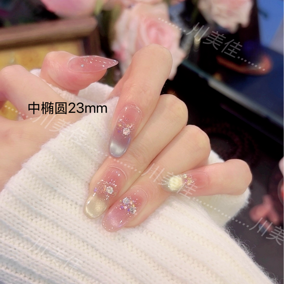 川美佳《彩虹棉花糖》夏季糖果多巴胺猫眼纯手工穿戴甲芭乐风美甲