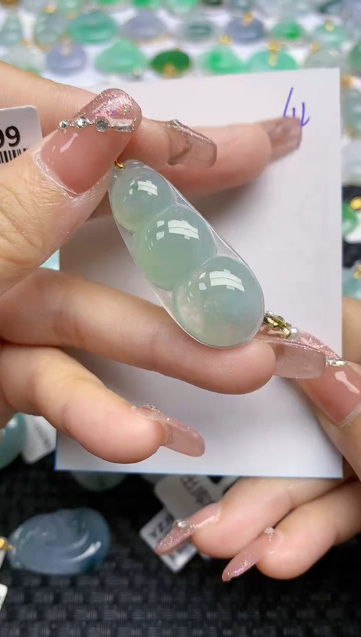 【闪购商品】翡翠颈饰18K金镶嵌天然A货翡翠 64